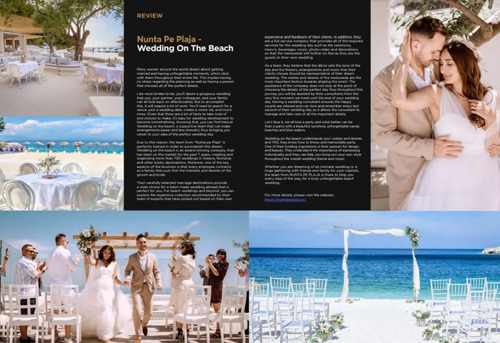 Best Luxury Wedding Planning Service in Europe New York 2022- 2023 - Nunta pe plaja